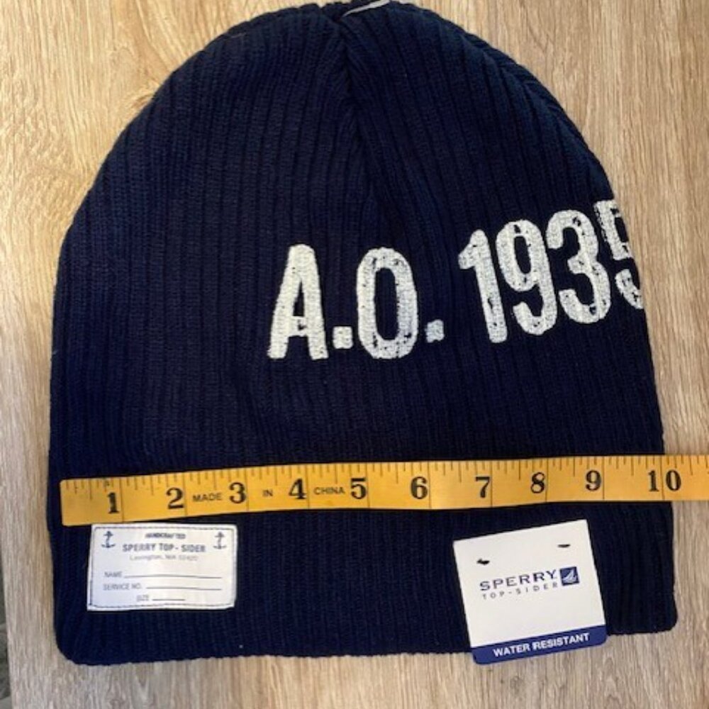Sperry Top Sider Water Resistant Unisex Navy Blue Beanie/Hat OSFM - Picture 4 of 5